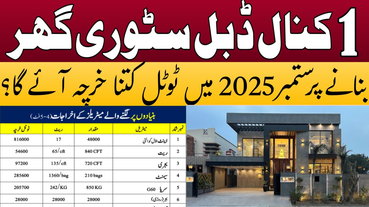 1 Kanal House construction cost in September 2025