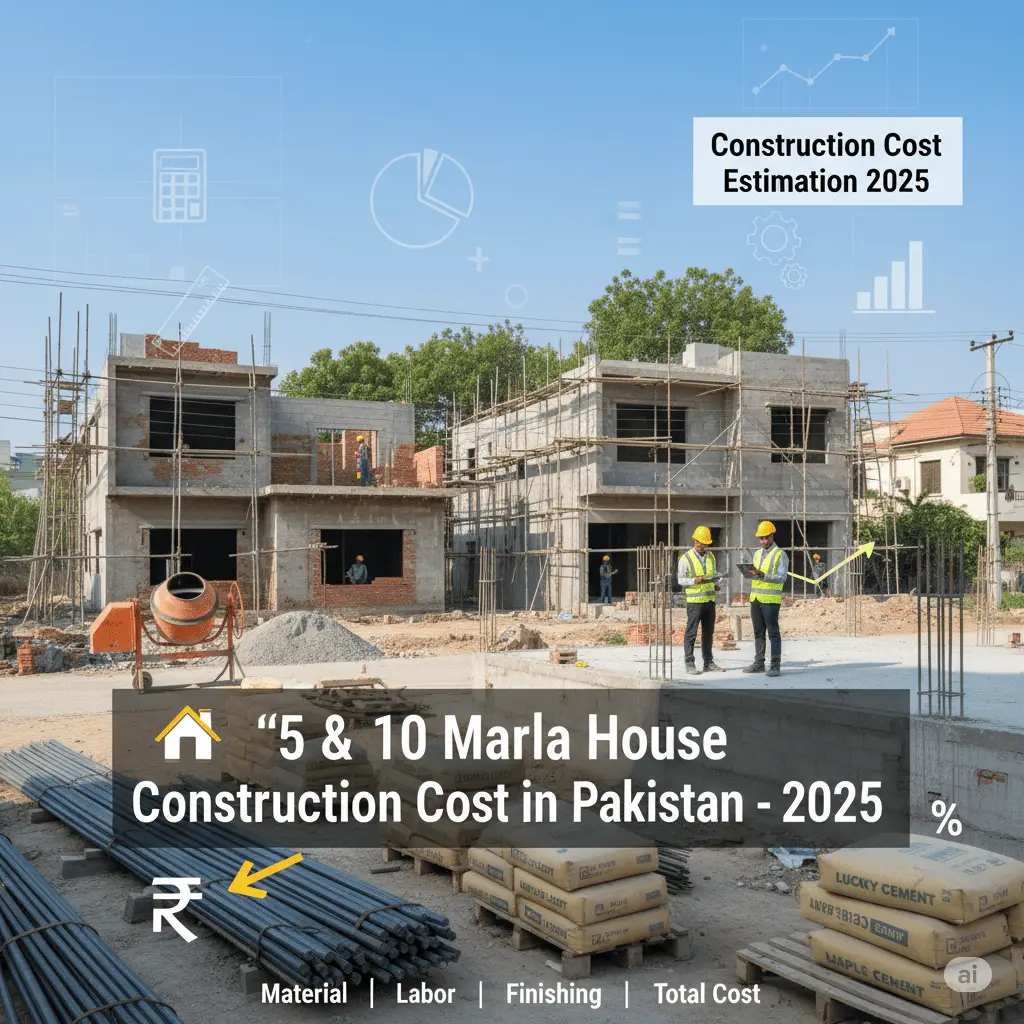How to estimate house construction cost on 5 Marla and 10 Marla house in Pakistan.