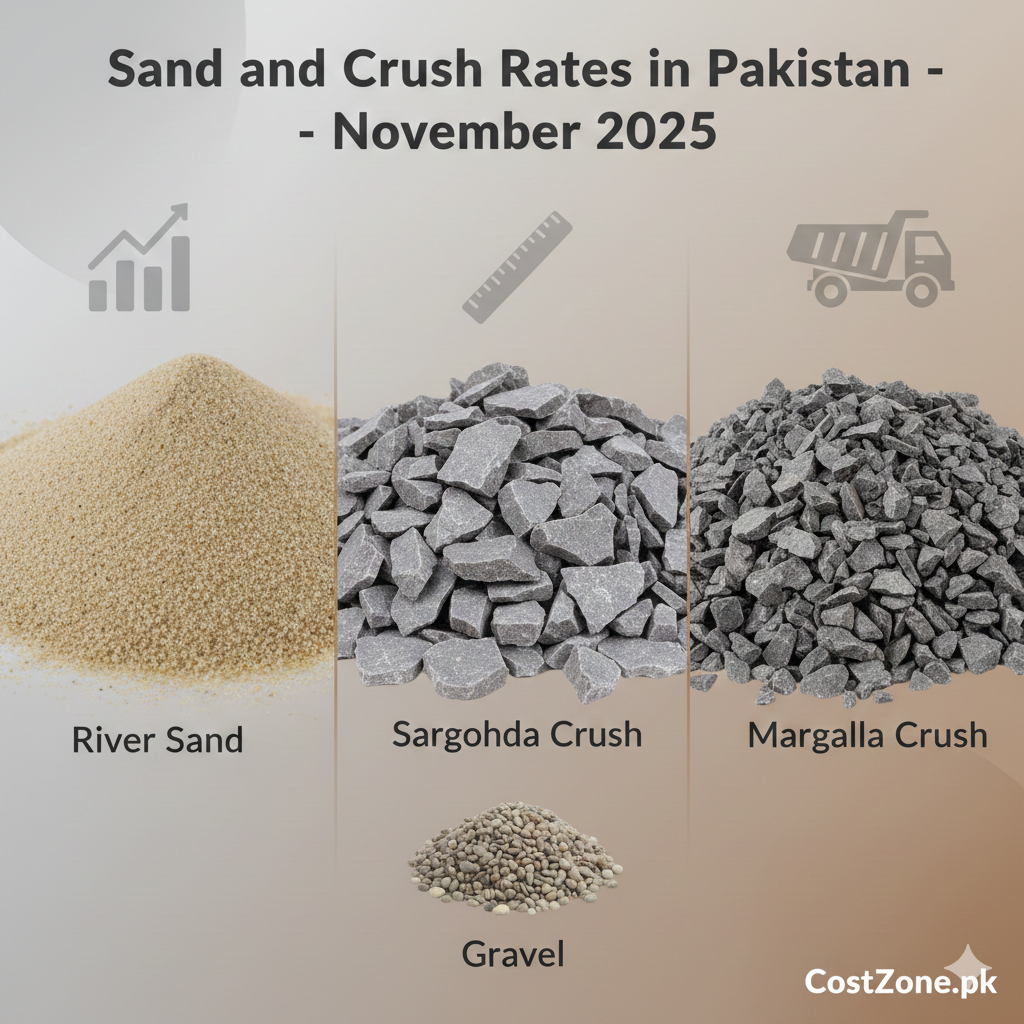 "Sand and Crush Rates in Pakistan in November 2025 Updated Prices Today"