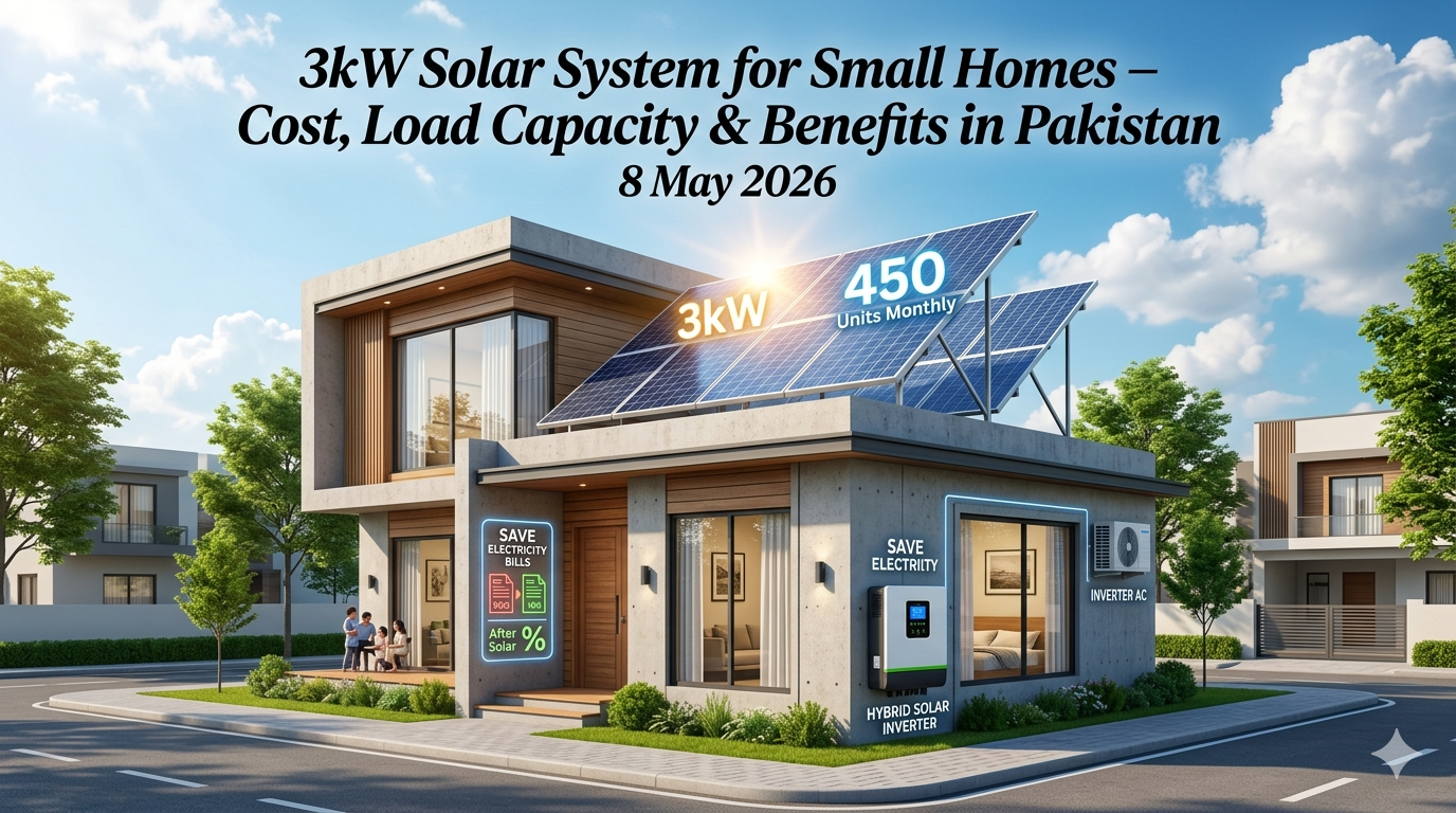 "3kW Solar System for Small Homes-Cost, Load Capacity & Benefits in Pakistan 8 May 2026"