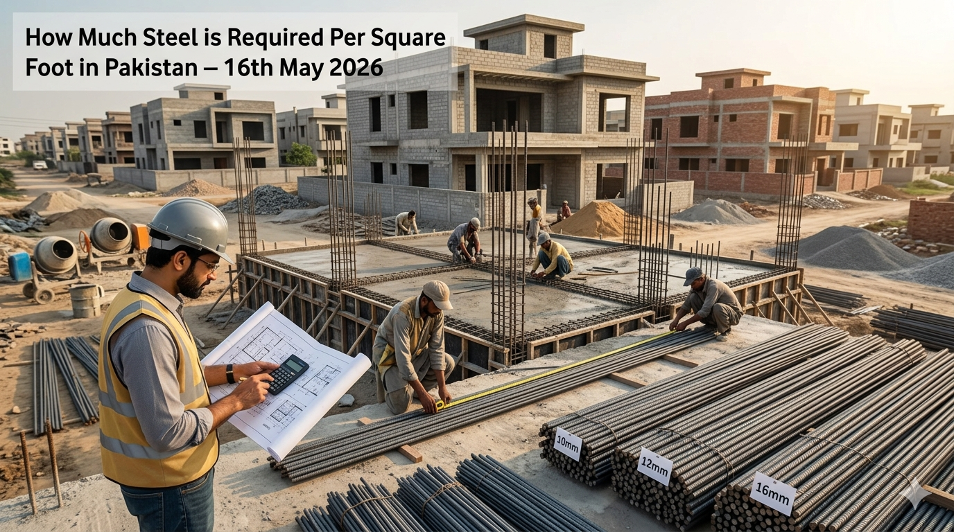 "How Much Steel is Required Per Square Foot in Pakistan 16th May 2026"