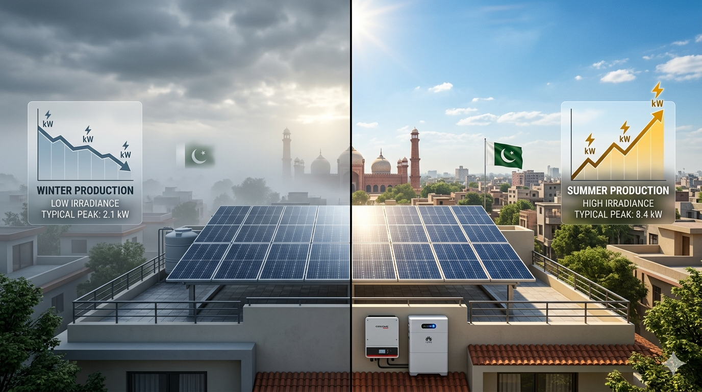 "Winter vs Summer Solar Production in Pakistan 9 May 2026"