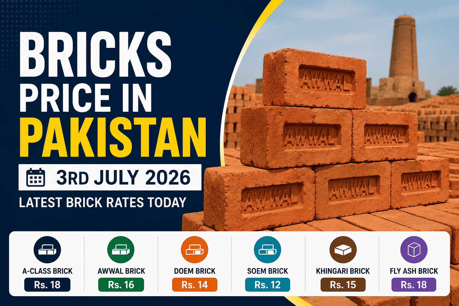 "Bricks Price in Pakistan 3rd July 2026"
